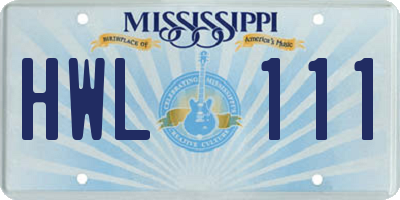 MS license plate HWL111