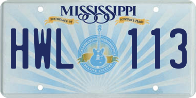 MS license plate HWL113