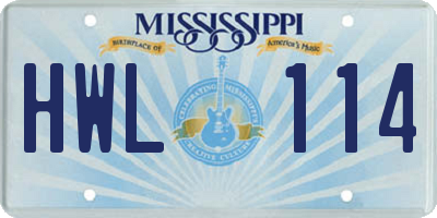 MS license plate HWL114