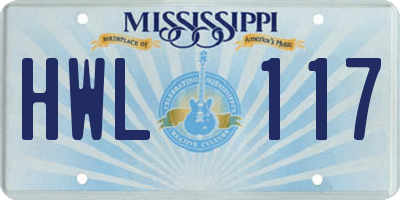 MS license plate HWL117