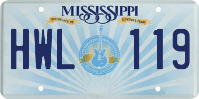 MS license plate HWL119