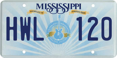 MS license plate HWL120