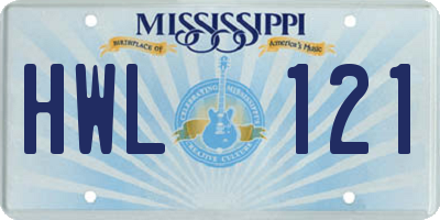 MS license plate HWL121