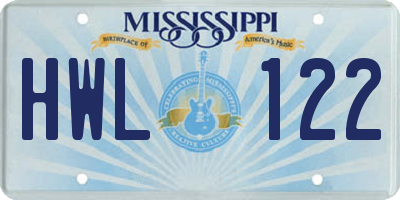 MS license plate HWL122