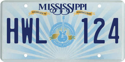 MS license plate HWL124
