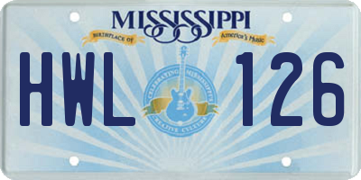 MS license plate HWL126