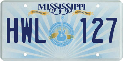 MS license plate HWL127