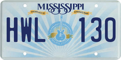 MS license plate HWL130