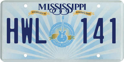 MS license plate HWL141