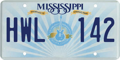 MS license plate HWL142