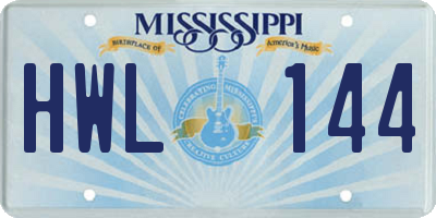 MS license plate HWL144