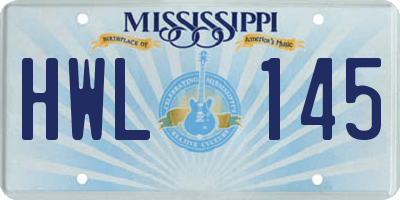 MS license plate HWL145