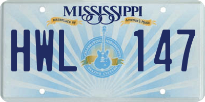 MS license plate HWL147