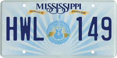 MS license plate HWL149