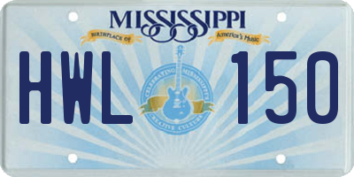 MS license plate HWL150
