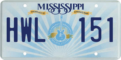 MS license plate HWL151