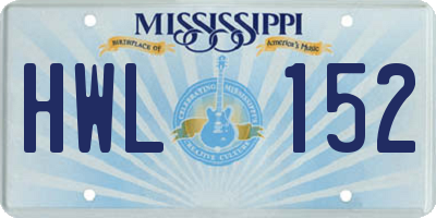 MS license plate HWL152