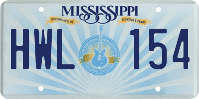 MS license plate HWL154