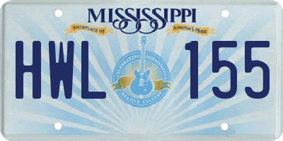 MS license plate HWL155