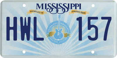 MS license plate HWL157
