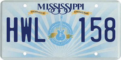 MS license plate HWL158