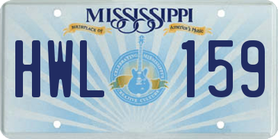 MS license plate HWL159