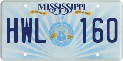 MS license plate HWL160