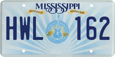 MS license plate HWL162