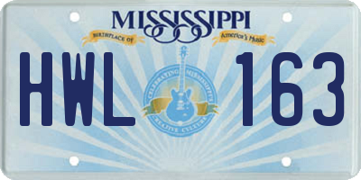 MS license plate HWL163