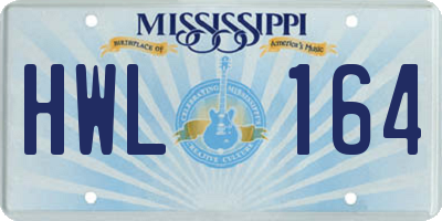 MS license plate HWL164