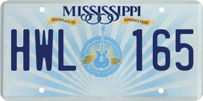 MS license plate HWL165