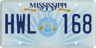 MS license plate HWL168