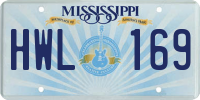 MS license plate HWL169