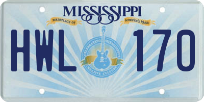 MS license plate HWL170