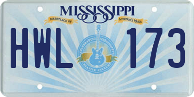 MS license plate HWL173