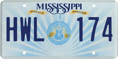 MS license plate HWL174
