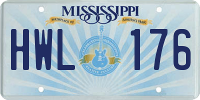 MS license plate HWL176