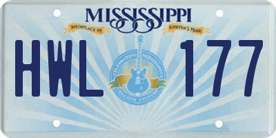 MS license plate HWL177