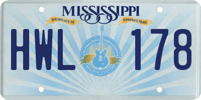 MS license plate HWL178