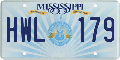 MS license plate HWL179