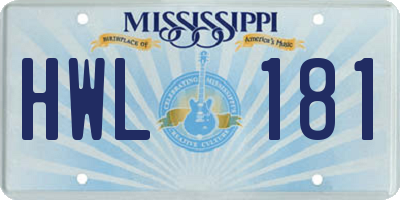 MS license plate HWL181