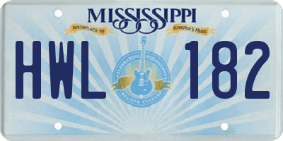 MS license plate HWL182