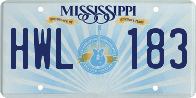 MS license plate HWL183