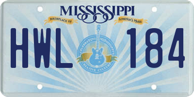 MS license plate HWL184