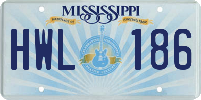 MS license plate HWL186