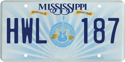 MS license plate HWL187