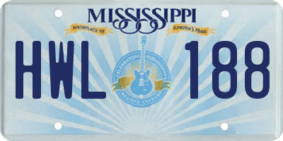 MS license plate HWL188