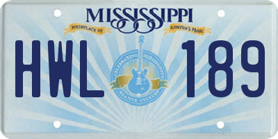 MS license plate HWL189