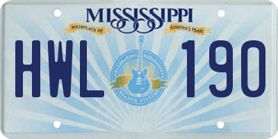 MS license plate HWL190