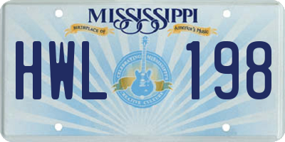 MS license plate HWL198